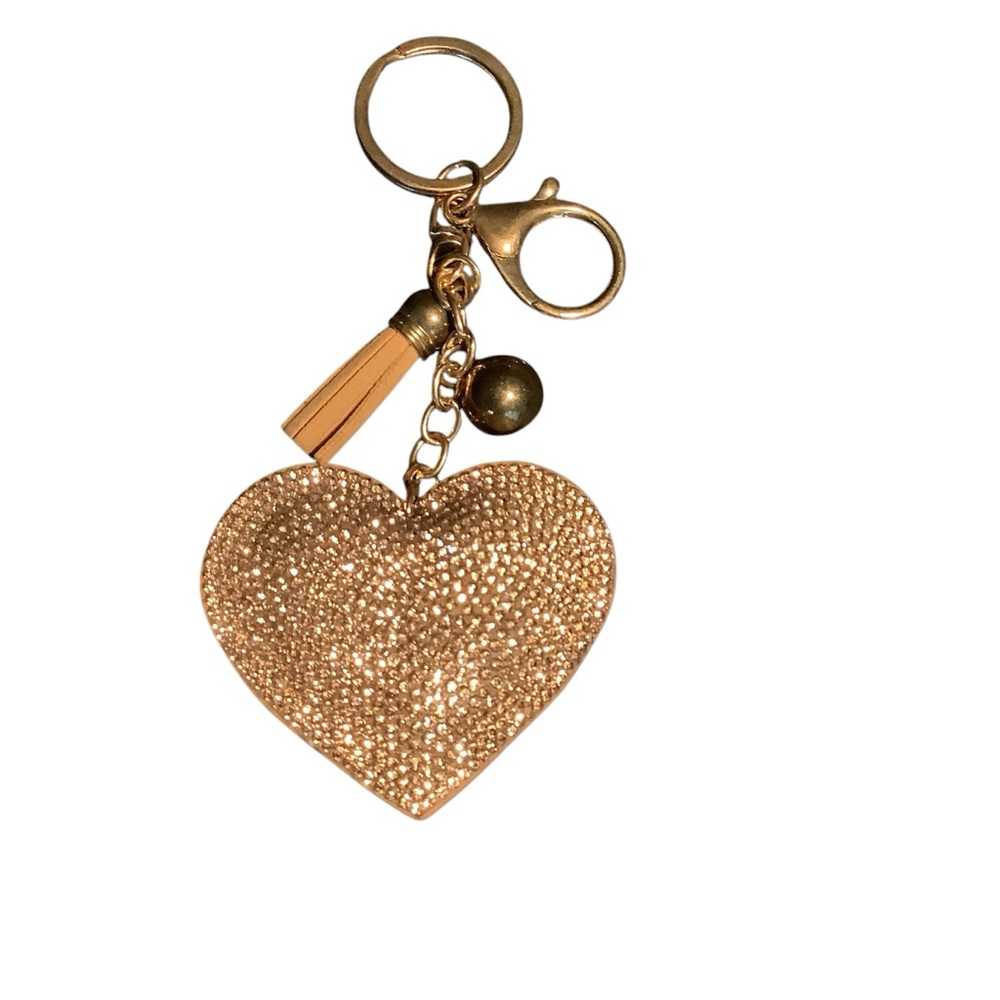 Reversible Glitter Golden Key ring, Bag charm.